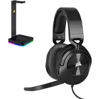 Corsair HS55 Stereo Gaming Headset + ST100 RGB Premium Headset Stand - Carbon - PS5/PS4, Xbox Series X|S, PC, & Nintendo Switch