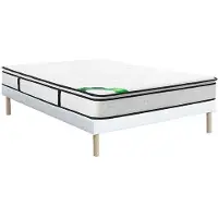 Vente-unique Set 160 x 200 cm gestoffeerde bedbodem + pocketvering matras met 7 zones geïntegreerde topper en bamboe tijk dikte 26cm - MIREZA van NATUREA