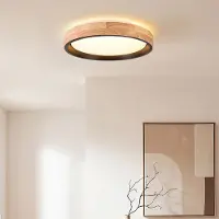 LumenXL 3-staps dimbare plafondlamp Tirano in zwart met eikenhoutlook afwerking – Ø41 cm