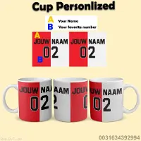 Roly Rotterdam Football Mug - Personalized With Your Name and Number - Football Shirt on Mug - 325 ml - Coffee Mug - Football Gift
