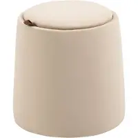 MODFU Poef Ø44x47,5 cm van polyester, met opbergruimte en omkeerbaar deksel, beige