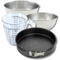 Zenker Bakkersset met een springvorm van 28 cm, 2 mengkommen, maatbeker en spatel