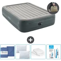 OEM Luchtbed voor 2 personen - 152 x 203 x 46 cm - Grijs - Inclusief pomp - Beddengoed - Kussen - Reparatieset en kussensloop