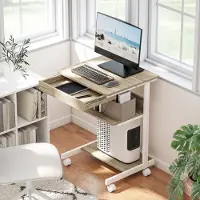 STILVORA Bureau 56 X 51 Cm - Met Lade En Planken - Op Wielen Met Rem - Voor Kleine Ruimtes En Thuiswerken - Hout Eiken