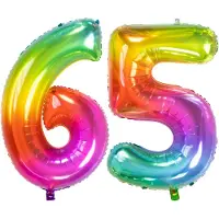 Folat Verjaardag Leeftijd folieballon - 65 jaar - multi kleuren - 86 cm - cijferballon groot