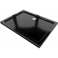 Mexen Flat rechthoekige lage douchebak 110 x 70 , zwart, sifon goud - 40707011G
