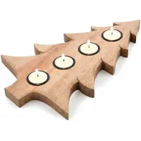 Orion Kandelaar Houten voor 4 Kaarsen MANGO 40x27,5 cm - Kaarsen - Kaarsenstandaard - Kaarsenhouder - Decoratie