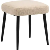 MODFU Poef 42x42x47 cm van polyester, gestoffeerd in kasjmierlook, beige