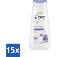 Dove 15 x Douchecrème - Anti-Stress - Kamille & Havermelk - 225 ml - Douchecrème Anti-stress - Droge Huid Verzorging - Kamille En Havermelk - Micro Moisture - Sulfaatvrije Douchecrème