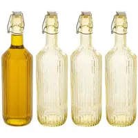Secret De Gourmet Beugelfles / Weckfles - 4x - geel glas - luchtdicht - 1 liter - waterfles - 8 x 31 cm