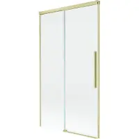 Mexen Rox badscherm voor badkuip, 2-delig schuifbaar, 100 x 150 , transparant, geborsteld goud - 8C9-100-001-55-00