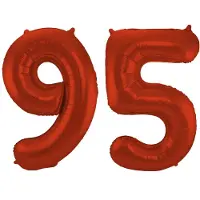Folat Verjaardag Leeftijd folieballon - 95 jaar - rood - 86 cm - cijferballon groot