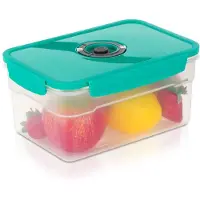 Excellent houseware - Vacuüm Vershoudbakje - 2.3L - Met Datumaanduiding - BPA-vrij - Transparant/Turquoise