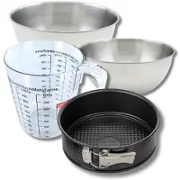Zenker Bakkersset met 20 cm springvorm, 2 mengkommen, maatbeker en spatel