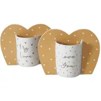 Boltze - Mokken - Bekers - Set van 2 - Porselein - Love you en My Love - 350ml