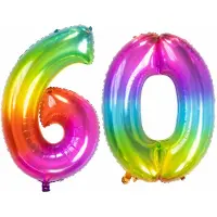 Folat Verjaardag Leeftijd folieballon - 60 jaar - multi kleuren - 86 cm - cijferballon groot