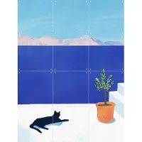 IXXI Cat Siesta, Henry Rivers - 60 x 80 cm - Grote wanddecoratie en posters - Illustraties, Speels, Digitale Kunst, Grafisch Ontwerp, Minimalisme
