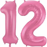 Folat Verjaardag Leeftijd folieballon - 12 jaar - roze - 86 cm - cijferballon groot