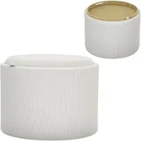 MODFU Poef Ø56 x 42 cm van polyester, met opbergruimte, cordlook crèmewit