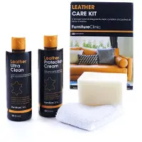 Furniture Clinic Lederen Auto Verzorgings set 2x250ml – Onderhoud kit - Reinigt, Voedt & Beschermt – Complete Leer Onderhoud Kit - Conditioner + Cleaner met Applicator -