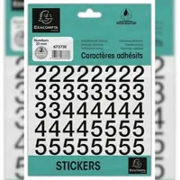 Exacompta 10x Etui met zelfklevende zwarte cijfers 0-9 20 mm - Zwart - 67373E