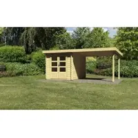 Karibu Woodfeeling tuinhuis Bastrup 4, set met hellend dak, 3 meter breed, in natuurlijke staat; artikelnummer 73298