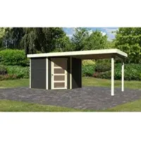 Karibu Tuinhuis Schwandorf, kleur: terragrond, in een set met een aanbouwdak, breedte 2,80 meter