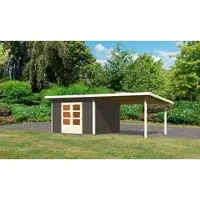 Karibu Tuinhuis Northeim 3 Terragrijs met overkapping 664x332x238cm Wanddikte 38mm