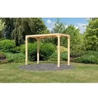 Karibu Leimholz paviljoen, houten tuinpaviljoen, tuinhuis, kubusvormig paviljoen, gedeeltelijk in natuurlijke staat, afmetingen: 320x160x239 cm