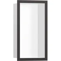 Hansgrohe Wandniche XTRASTORIS, individueel, matwit, 300x150x100mm. Designframe, geborsteld zwart chroom, 300 x 150 x 100 mm