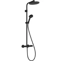 Hansgrohe Activera S - Showerpipe - EcoSmart+ waterbesparend - 240mm - 1 straalfunctie - Mat Zwart - Met thermostaat