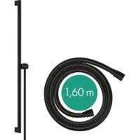 Hansgrohe unica glijstang s puro 90 cm met easy slide schuifstuk en isiflex doucheslang 160 cm, mat zwart