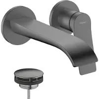 Hansgrohe Vivenis - Inbouw wastafelkraan, met afvoer, 2-gats installatie, EcoSmart, geborsteld zwart chroom 75050340