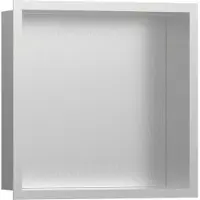Hansgrohe Wandniche XTRASTORIS Individual, model ES, afmetingen 300x300x100mm. Designframe ES, afmetingen 300 x 300 x 100 mm, roestvrij staal, geborsteld