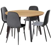 Ebuy24 Cadiz eethoek tafel met 4 stoelen natuur, donkergrijs.