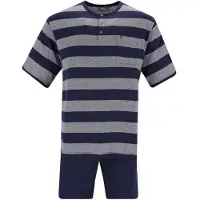 Hajo Blauw grijs gestreepte heren shortama | Maat 52