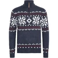 !Solid Trui 'Norwin' donkerblauw / donkerrood / wit
