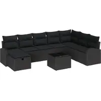 vidaXL Tuinset met 9 zitplaatsen, zwart, van polyrotan
