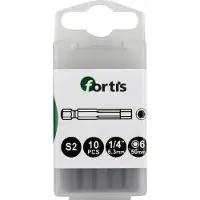 Fortis HEX Bit 6x50mm 1/4" DIN3126 - 10 Stuks