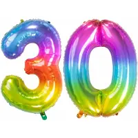 Folat Verjaardag Leeftijd folieballon - 30 jaar - multi kleuren - 86 cm - cijferballon groot
