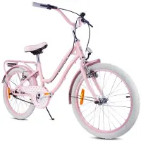 Sun baby Heart Bike Fiets voor een meisje van 6 tot 10 jaar, 20 inch Silver Moon Roze, kinderfiets in hoogte verstelbaar
