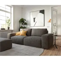 DELIFE Big-sofa Lanzo 230x95 cm microvezel khakibruin met hocker