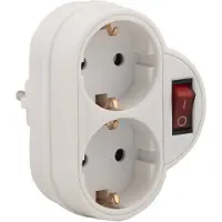 VB Extend Doorvoerstekker | Doorvoerstekker 2V + RA +schakelaar met controlelamp wit