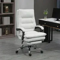STILVORA Bureaustoel 65 X 72 X 109 117 Cm - Trilmassage Met Lendenverwarming - Met Voetsteun En 135 Graden Kantelbaar - Polyester Crèmewit