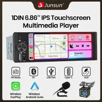 Junsun 6,86 inch Universele 1 Din Autoradio MP5-speler Draadloze Carplay Android Auto BT SWC FM USB Type-C-stekker