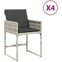 vidaXL Tuinstoelen 4 st met kussens poly rattan lichtgrijs