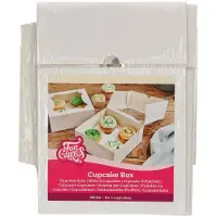 Funcakes Cupcake Doos voor 4 Cupcakes of Muffins - Wit - 3 Stuks - Cupcake Bewaardoos