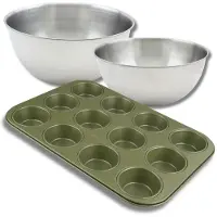 Zenker Bakkerset met bakvorm voor 12 muffins, 2 mengkommen en spatel