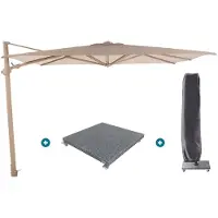 4 Seasons Outdoor 4-Seasons zweefparasol Siesta Premium 300 x 300 - Latte met voet en hoes