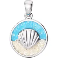 MOOYE ® - Collectie Zilveren hanger Venusschelp in zee met echt zand